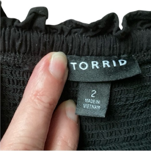 Torrid Smocked Flutter Short Sleeve Crop Top - Picture 2 of 5